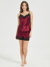 Pyjama-Set mit Camisole-Shorts und Spitze aus Seide für Damen